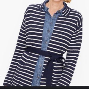 Talbots striped belted cardigan